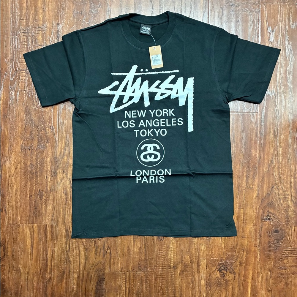 Authentic Stussy World Tour Double Sided Black Tee- Medium